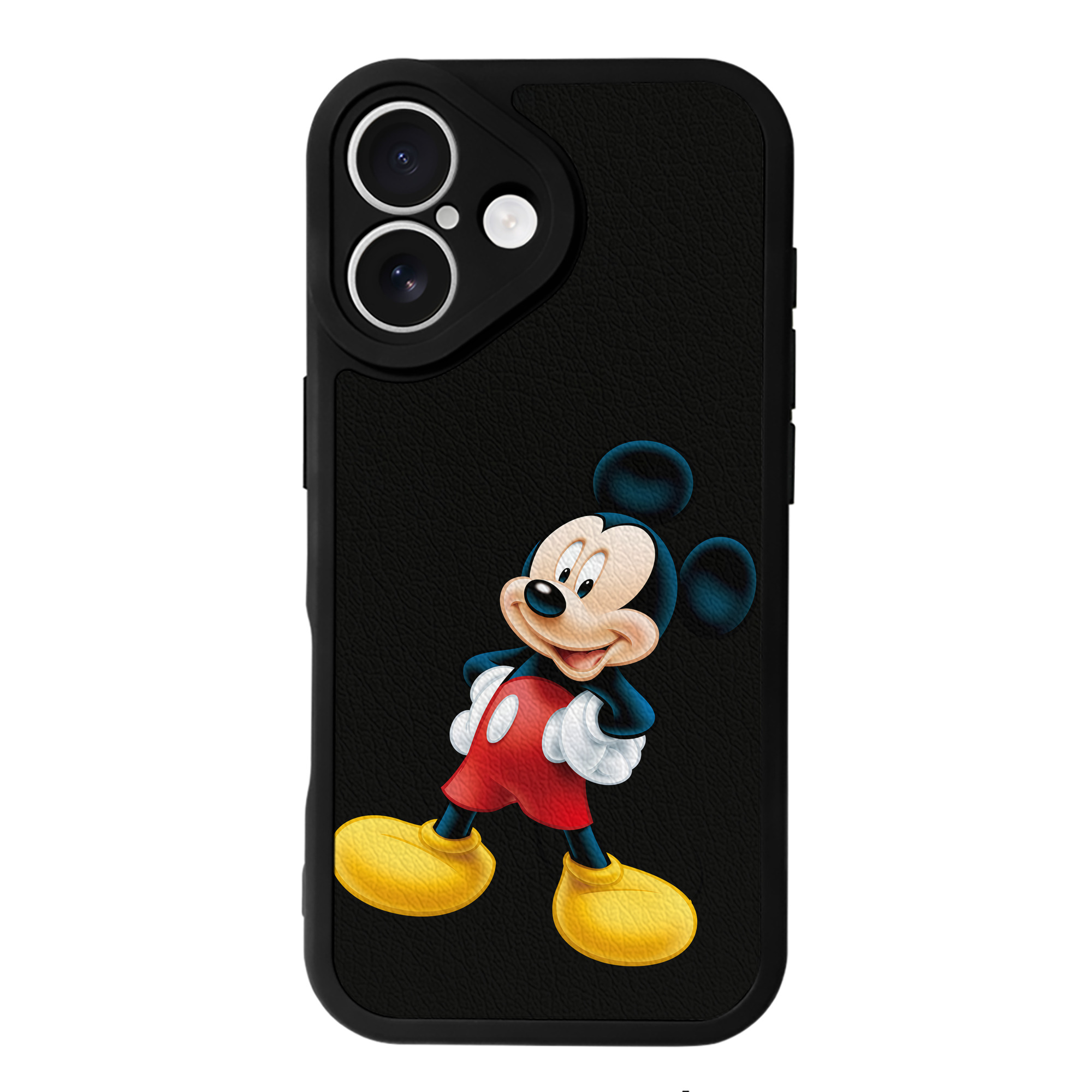 （画像用） ミッキーマウス Mickey Mouse 【iPhone 16シリーズ対応】シリコンスマホケース（レザー調） 材質：シリコン